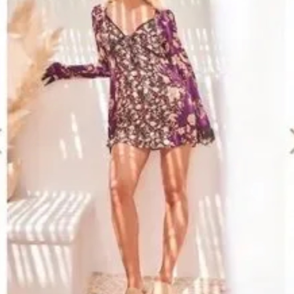(5 for $75) NWT FREE PEOPLE odette printed tunic in espresso combo - Picture 9 of 16